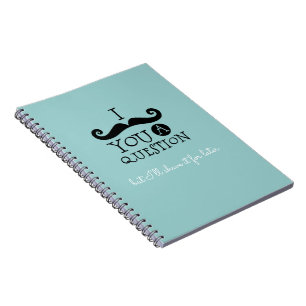 Black Robin Egg Blue Mustache Humor Notebook