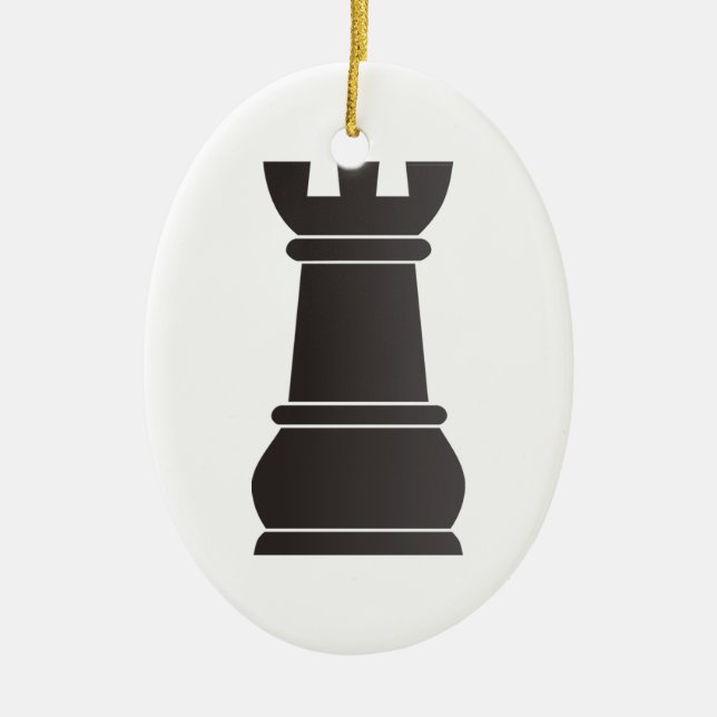 Black rock chess piece ceramic ornament (Front)
