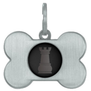 Black rock chess piece pet name tag