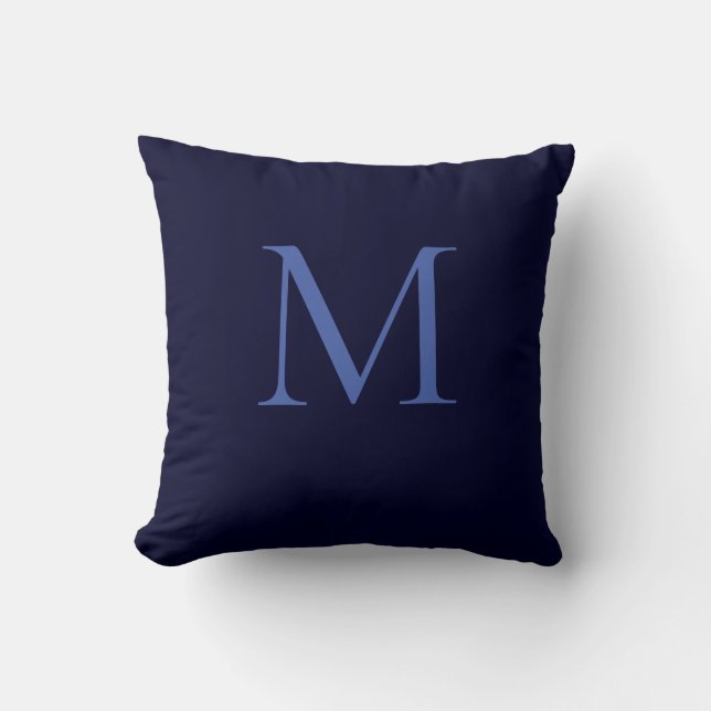 Black Rock Deep Blue Classical Unique Monogram Cushion (Front)