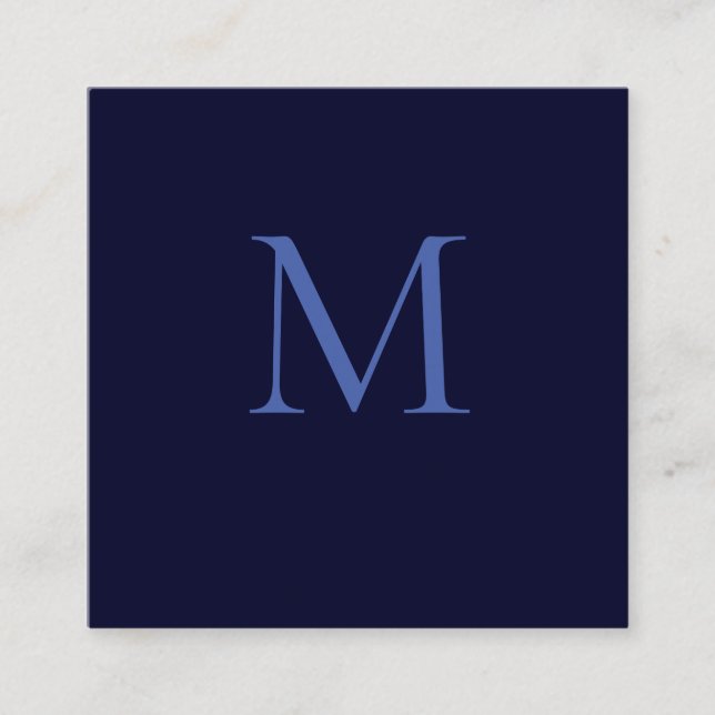 Black Rock Deep Blue Classical Unique Monogram Enclosure Card (Front)