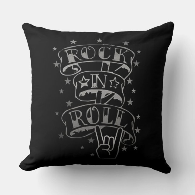 Black Rock & Roll Logo Cushion (Front)