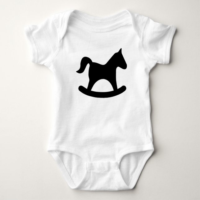 Black Rocking Horse Baby Bodysuit (Front)