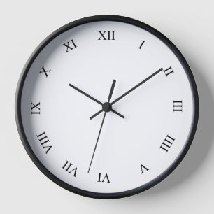 Black Roman Numbers Black Wooden Frame Wall Clock