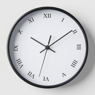 Black Roman Numbers Black Wooden Frame Wall Clock