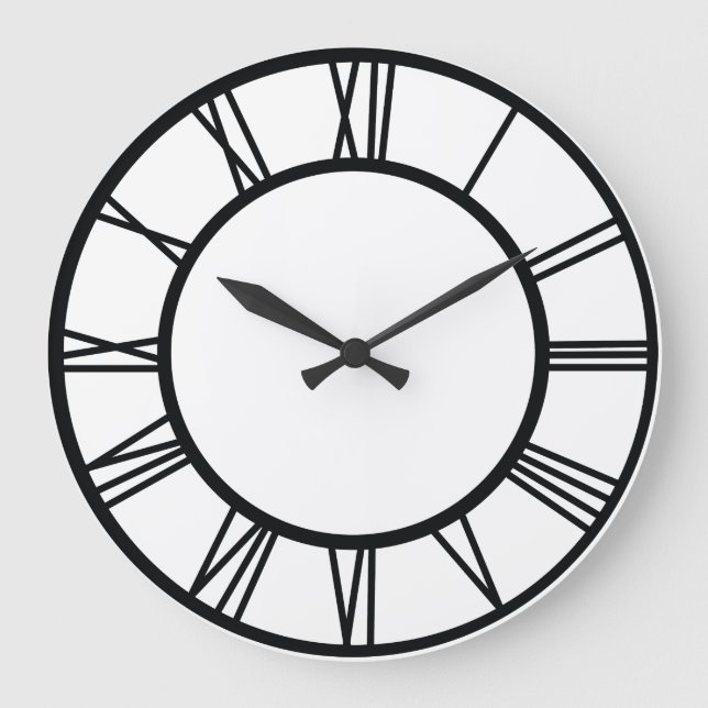 Black Roman Numbers in Circle Large Clock (Front)