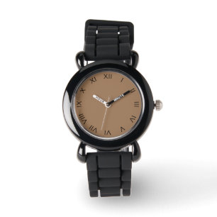 Black Roman Numbers on Brown Kids cn Watch