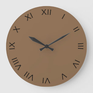 Black Roman Numbers On Brown wccn Large Clock