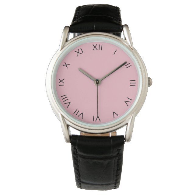 Black Roman Numbers on Pink wacnt Watch (Front)