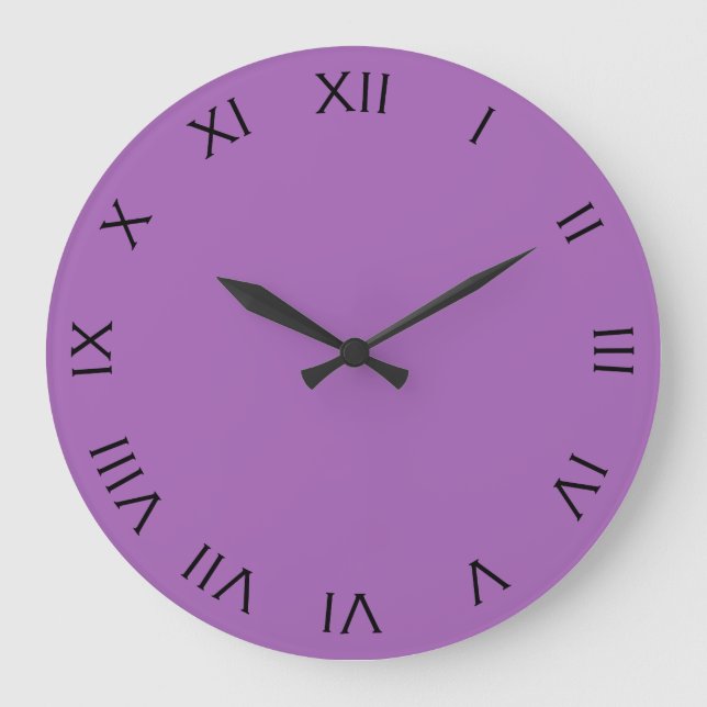 Black Roman Numbers On Purple wccnt Large Clock (Front)