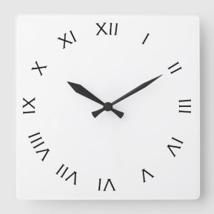 Black Roman Numbers On White Wall Clock arc