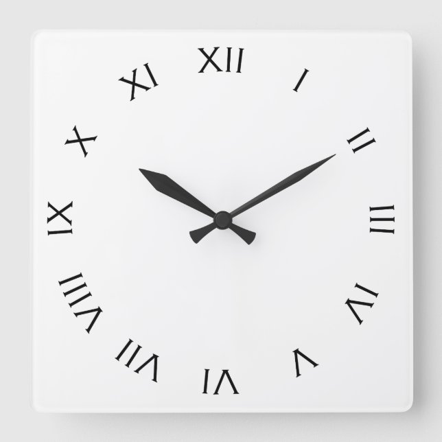 Black Roman Numbers On White Wall Clock arc3 (Front)