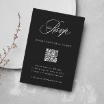 Black Romantic Calligraphy Wedding QR Code RSVP Card<br><div class="desc">This black and white wedding RSVP card featuring elegant and romantic swirly calligraphy lettering with a QR code. For more advanced customisation of this design,  please click the BLUE DESIGN TOOL BUTTON above!</div>