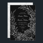 Black Romantic Flower White Wreath White Wedding Invitation<br><div class="desc">Black Romantic Flower White Wreath White Wedding Invitation for a beautiful elegant formal wedding. Hand drawn original illustrations. Stylish Classic formal wedding.</div>