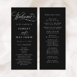 Black Romantic Swirly Calligraphy Wedding Ceremony Program<br><div class="desc">This black and white wedding ceremony program featuring elegant and romantic swirly calligraphy lettering with your names,  wedding date,  order of service,  and wedding party details. For more advanced customisation of this design,  please click the BLUE DESIGN TOOL BUTTON above!</div>