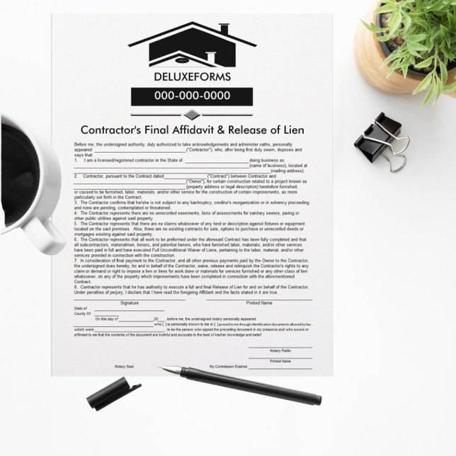 Black Roof Final Affidavit & Release of Lien Form (Creator Uploaded)