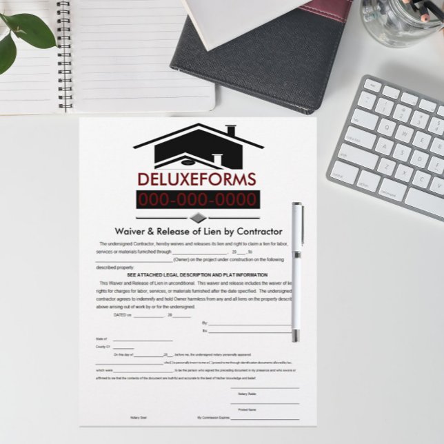 Black Roof Waiver & Release Lien Contractor Form (Creator Uploaded)