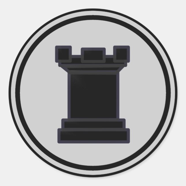Black Rook Chess Piece Classic Round Sticker (Front)