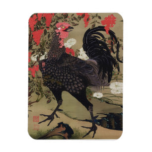 Black Rooster and Nandin by Ito Jakuchu Magnet