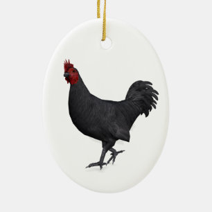 Black Rooster Ceramic Tree Decoration