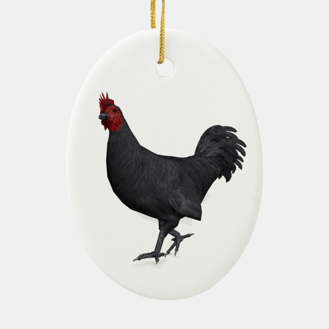Black Rooster Ceramic Tree Decoration (Back)