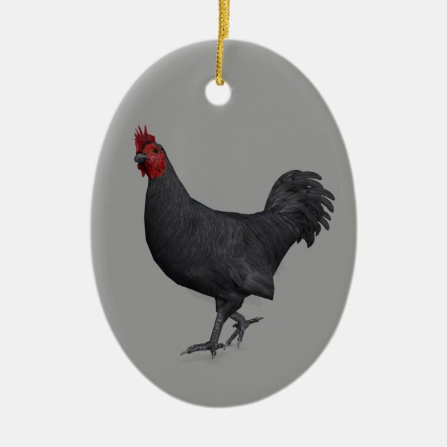 Black Rooster Ceramic Tree Decoration (Front)