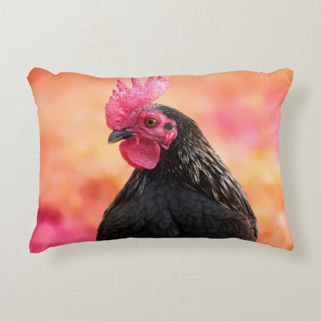 Black Rooster Decorative Cushion (Front)