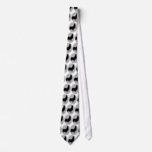 Black Rooster Design Neckie Tie