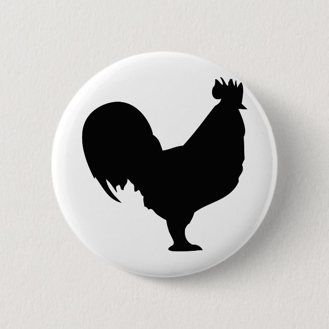black rooster icon 6 cm round badge (Front)