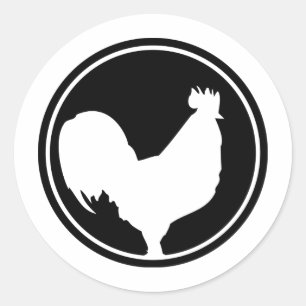 black rooster icon classic round sticker