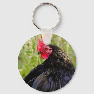 Black Rooster Keychain