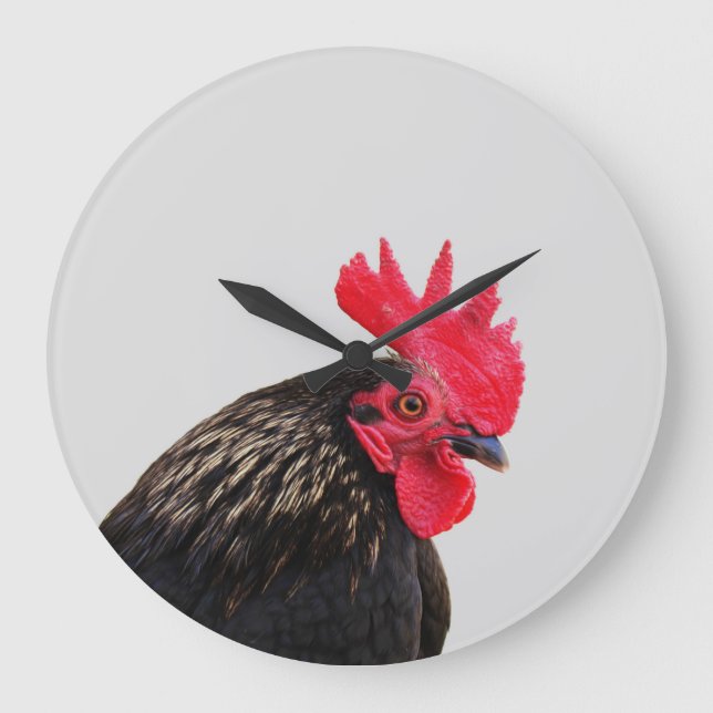 Black Rooster Large Clock (Front)