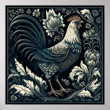 Black rooster - living in the countryside