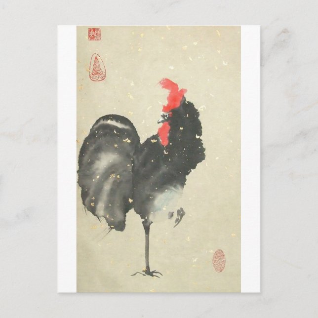 Black Rooster Postcard (Front)