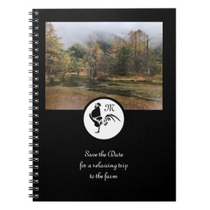 Black Rooster Silhouette Silhouette Monogram Photo Notebook