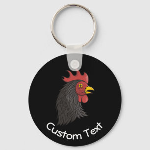 Black Rooster's Head Keychain