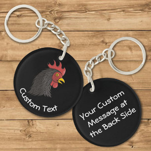 Black Rooster's Head Keychain