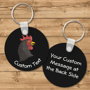Black Rooster's Head Keychain