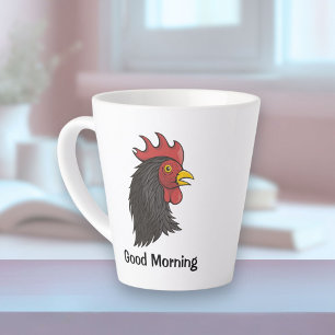 Black Rooster's Head Latte Mug