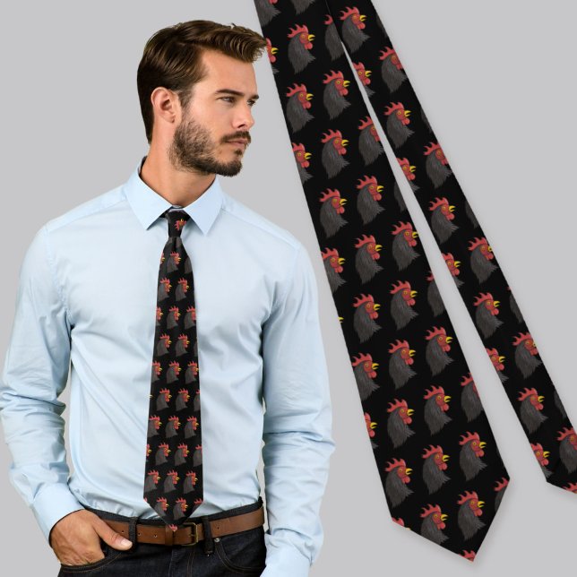Black Rooster's Head Tie (Creator Uploaded)