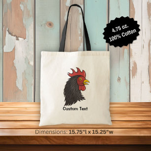Black Rooster's Head Tote Bag