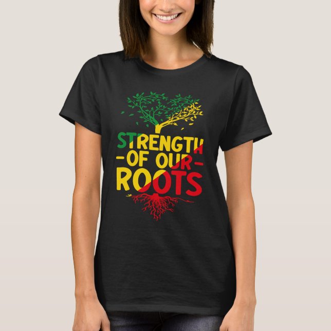 Black Roots Black Power African American Pride Bla T-Shirt (Front)