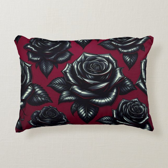 Black Rose Accent Pillow (Front)