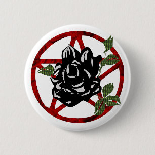 Black Rose and Pentagram 6 Cm Round Badge