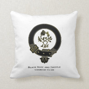 Black Rose and Thistle Scottish Theme Cushion