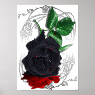 Black Rose Bleeding Blood Surreal Gothic Poster