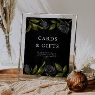Black Rose Bridal Shower Cards and Gifts Sign