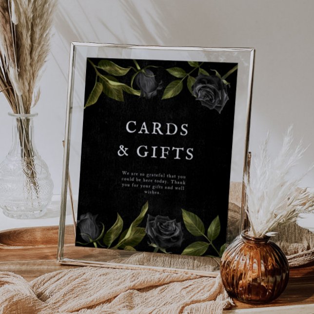 Black Rose Bridal Shower Cards and Gifts Sign (Creator Uploaded)