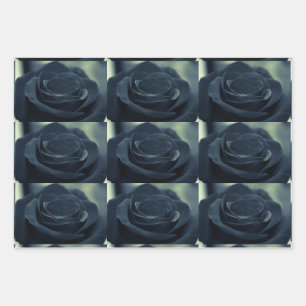Black Rose Dark Gothic Flower Photo Patterned Wrapping Paper Sheet