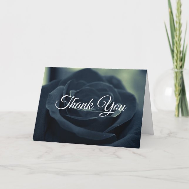 Black Rose Dark Gothic Flower Photo Thank You Card (Front)
